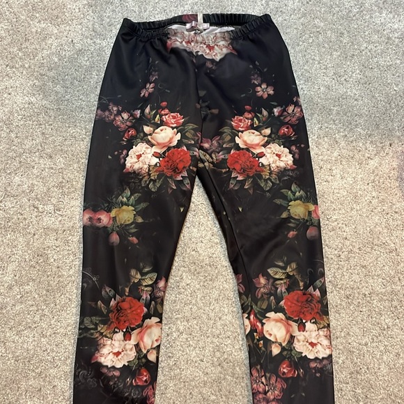Romeo and Juliet Couture Floral Rose Leggings, sz M - Picture 3 of 12